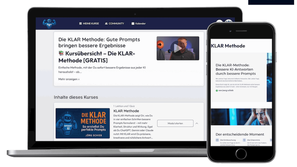 Die KLAR-Methode als kompletter Onlinekurs – auf Laptop und Smartphone.